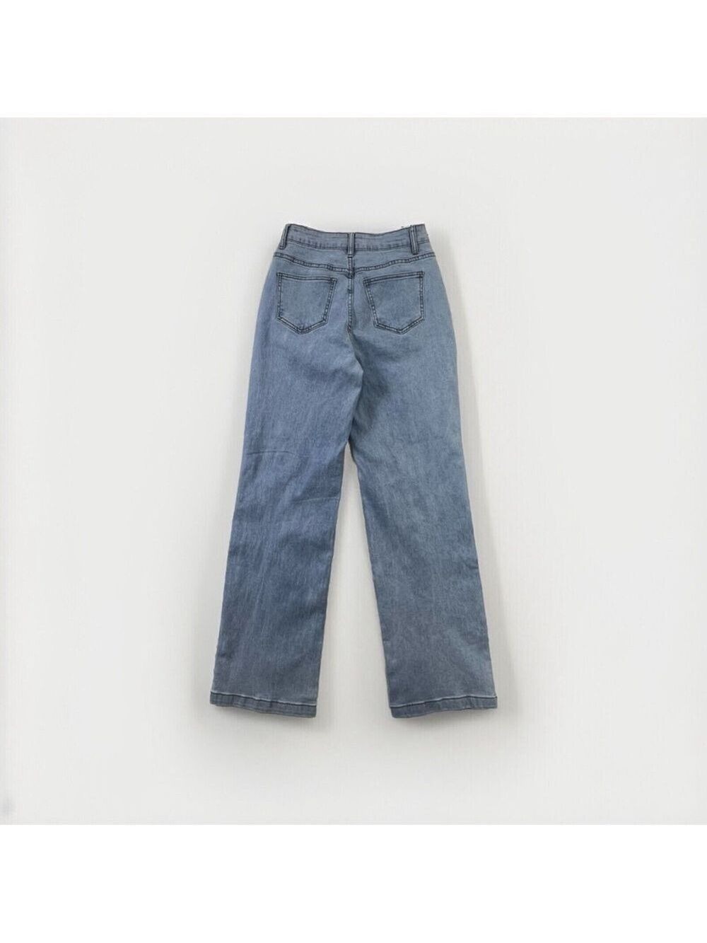 Ettelo Blue Straight Wide Leg High Waisted Jeans Women’s 25x30 Size 6 NWT - Picture 2 of 9